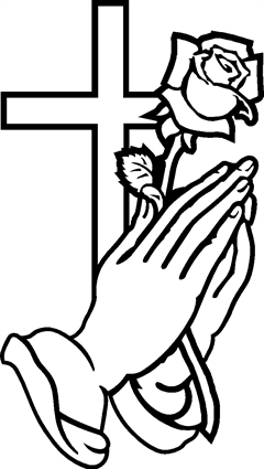 Praying Hands25 with Cross and Rose